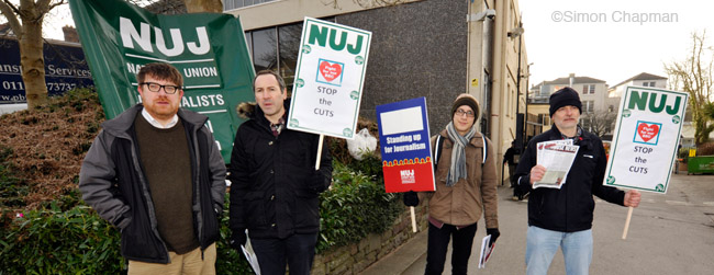 BBC Bristol on strike previously; 18 February 2013. (Photo © Simon Chapman)
