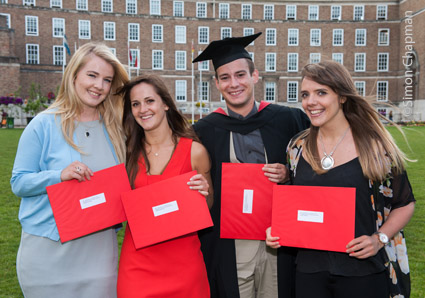 Winners of the 2016 Bristol NUJ prize for UWE journalism students; Left-right: Rhiannon Thomas; Naomi Sandercock; Boris Siromahov; Rachel Dinning; (Photo © Simon Chapman)
